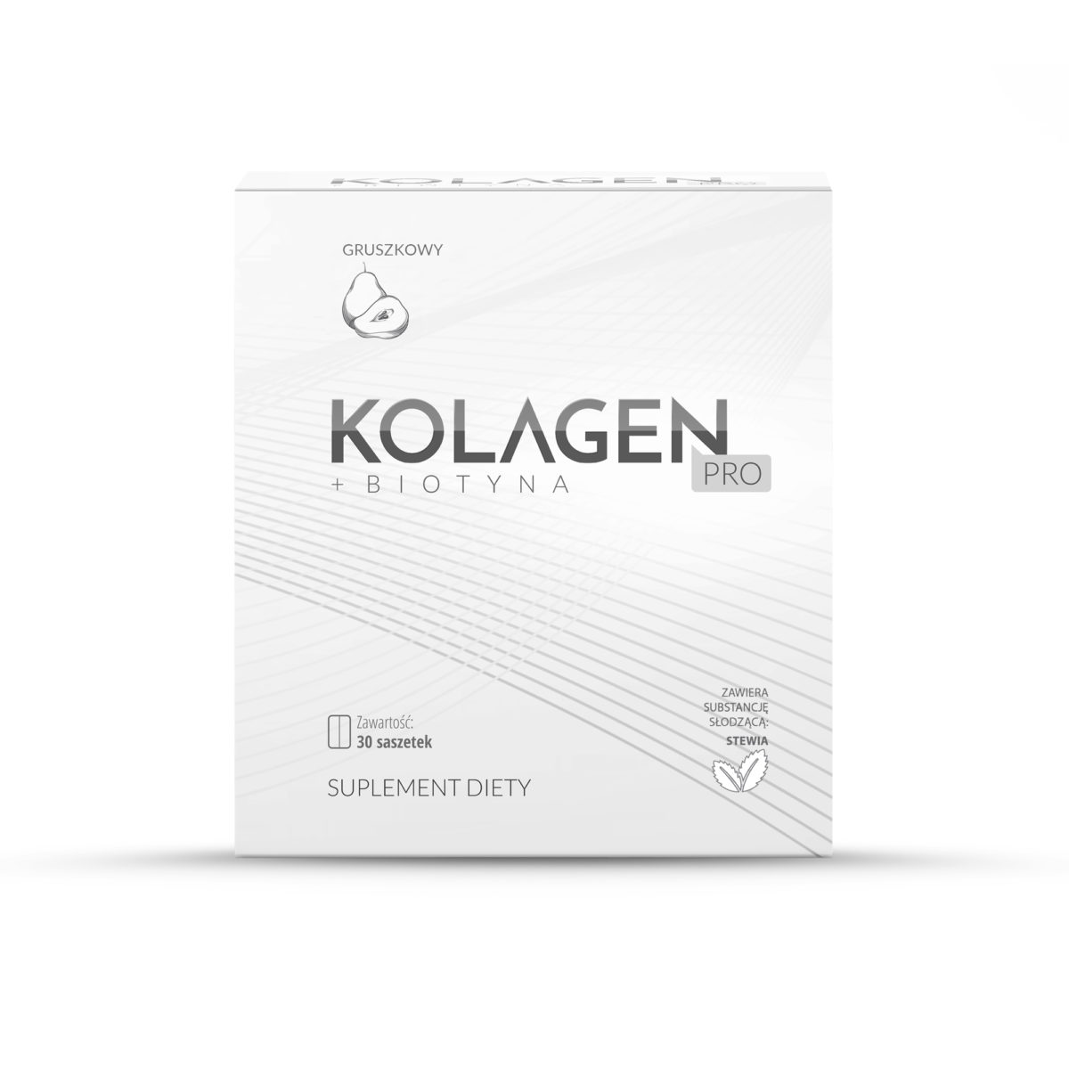 Kolagen Pro naturalny, rybi. Stawy, włosy i paznokcie (30 saszetek, gruszkowy).