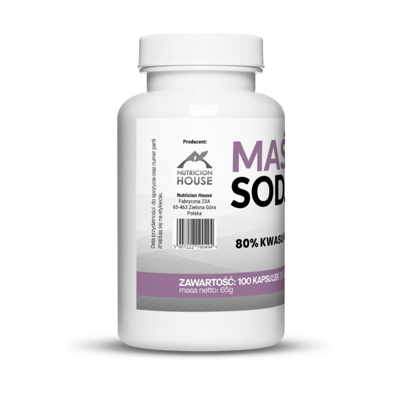 Maślan Sodu 80% 1000mg Kwas Masłowy 800mg 100 Vegekapsułek Megaporcja