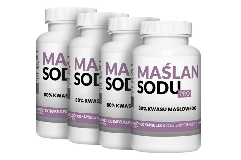 4x Maślan Sodu 80% 1000mg Kwas Masłowy 800mg 100 Vegekapsułek Megaporcja