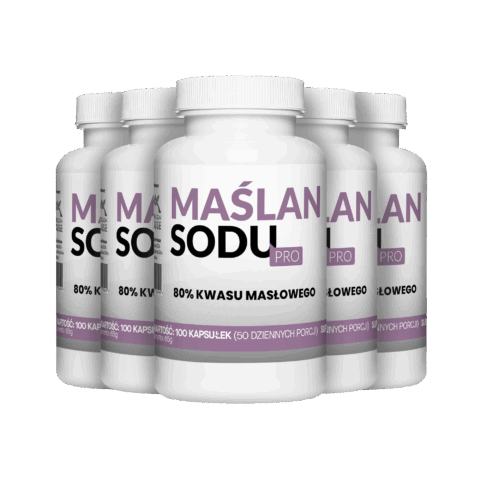 5x Maślan Sodu 80% 1000mg Kwas Masłowy 800mg 100 Vegekapsułek Megaporcja
