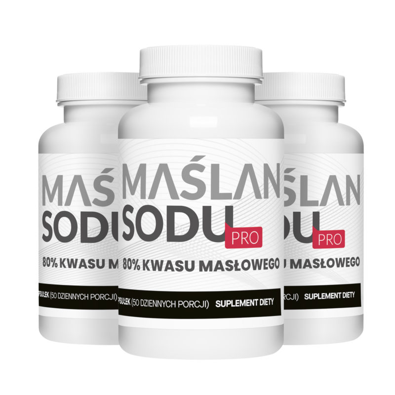 3x Maślan Sodu 80% 1000mg Kwas Masłowy 800mg 100 Vegekapsułek Megaporcja