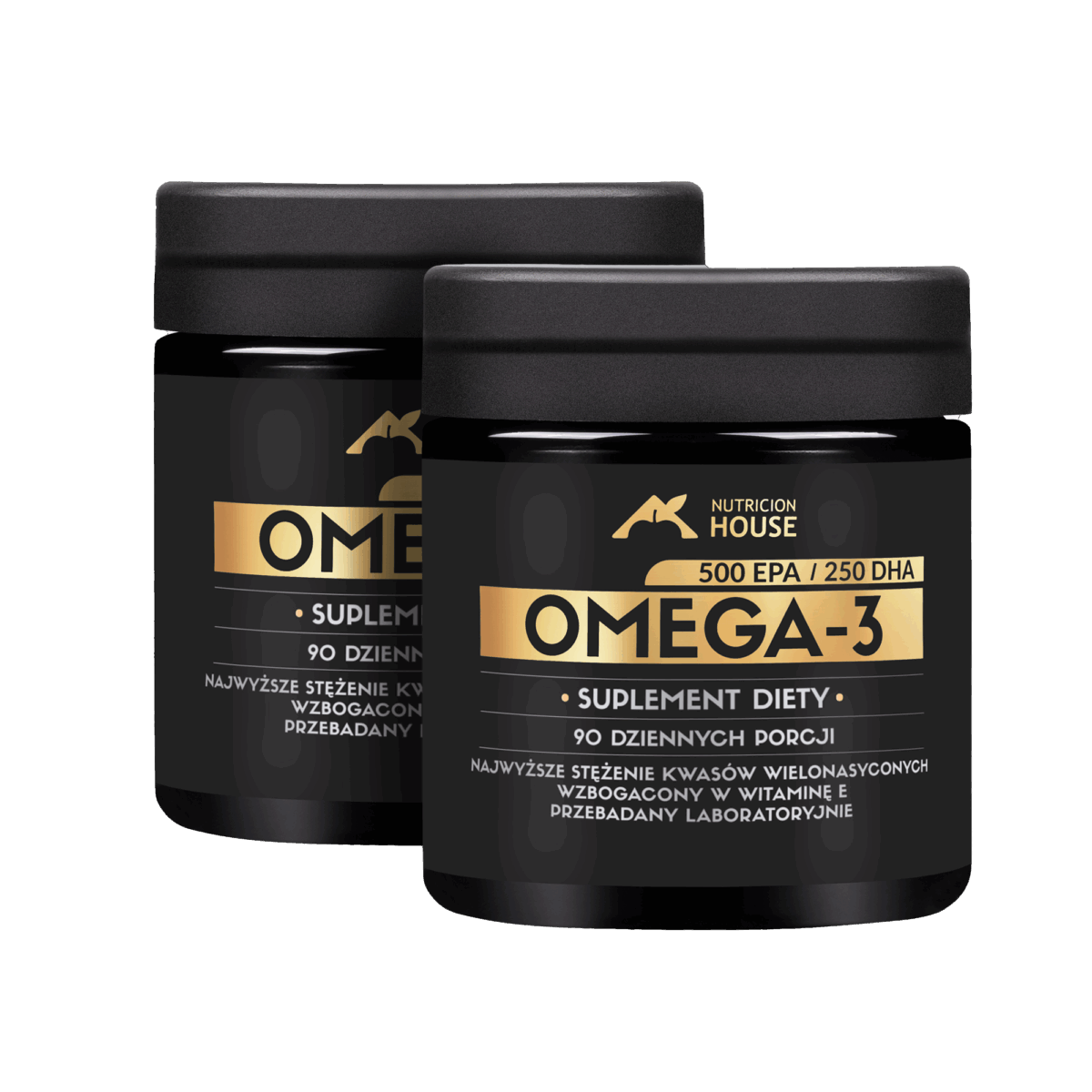 2x Omega 3 90 kaps! - Olej Rybi 1000 mg 500 EPA + 250 DHA + Wit. E Megaporcja!