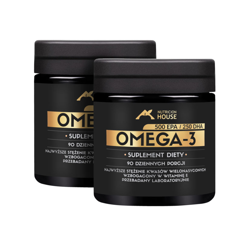 2x Omega 3 90 kaps! - Olej Rybi 1000 mg 500 EPA + 250 DHA + Wit. E Megaporcja!