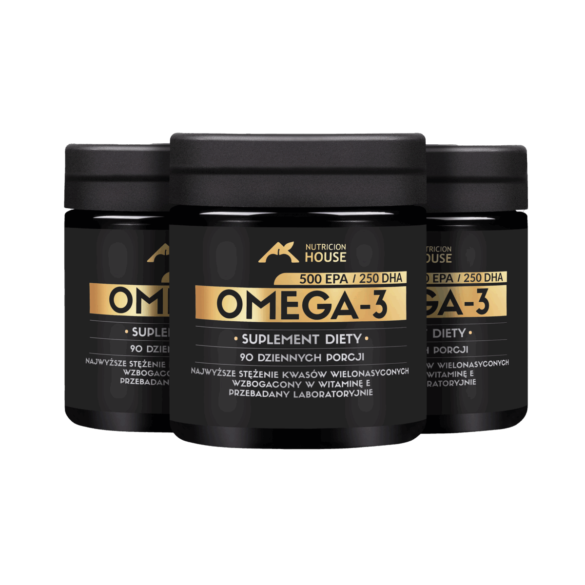 3x Omega 3 90 kaps! - Olej Rybi 1000 mg 500 EPA + 250 DHA + Wit. E Megaporcja!