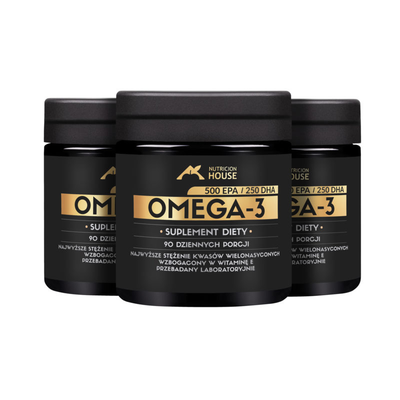 3x Omega 3 90 kaps! - Olej Rybi 1000 mg 500 EPA + 250 DHA + Wit. E Megaporcja!