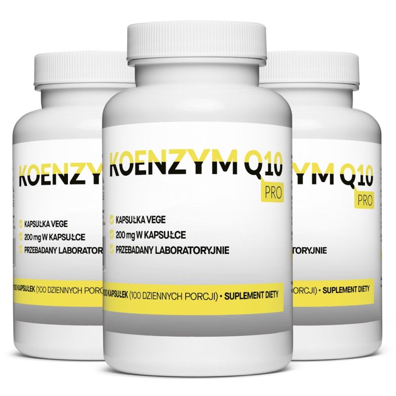 3x Naturalny Koenzym Q10 AŻ 200mg 100 Vegekapsułek Megaporcja Najmocniejszy