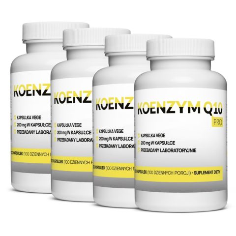 4x Naturalny Koenzym Q10 AŻ 200mg 100 Vegekapsułek Megaporcja Najmocniejszy