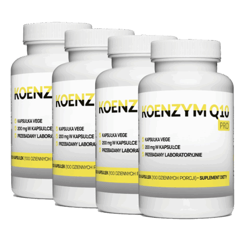 4x Naturalny Koenzym Q10 AŻ 200mg 100 Vegekapsułek Megaporcja Najmocniejszy