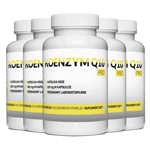 5x Naturalny Koenzym Q10 AŻ 200mg 100 Vegekapsułek Megaporcja Najmocniejszy