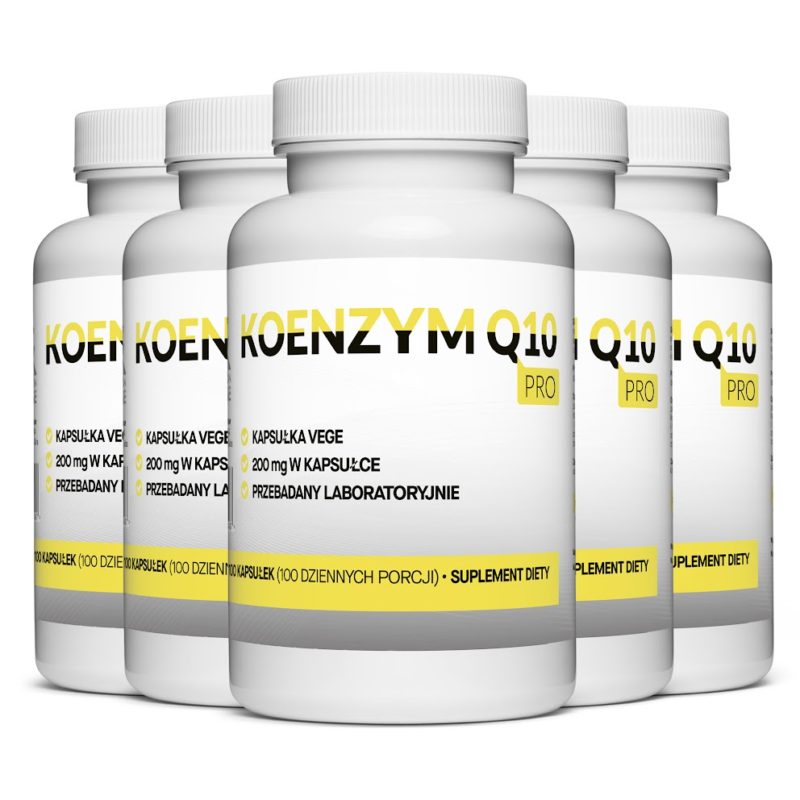 5x Naturalny Koenzym Q10 AŻ 200mg 100 Vegekapsułek Megaporcja Najmocniejszy