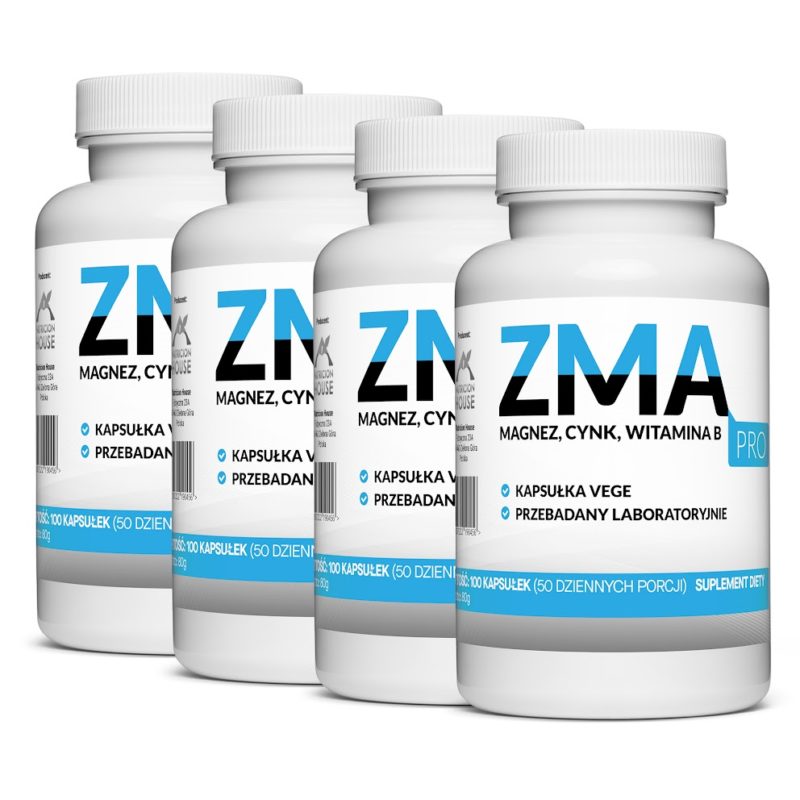 4x ZMA MAGNEZ + CYNK + Witamina B6 100 vegekapsułek najlepsza wchłanialność