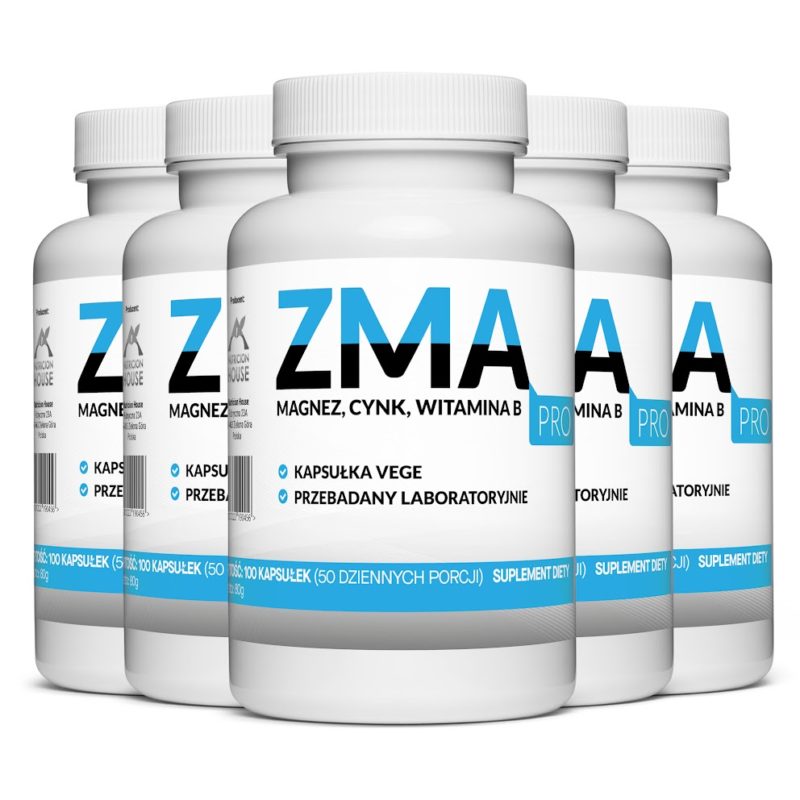 5x ZMA MAGNEZ + CYNK + Witamina B6 100 vegekapsułek najlepsza wchłanialność